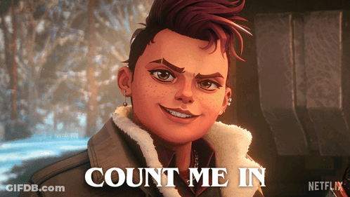 A Picture Of A Girl With The Words Count Me In Written On It GIF