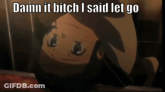 A Picture Of A Girl With The Words Damn It Bitch I Said Let Go On It GIF