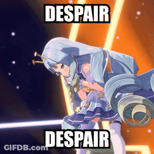 A Picture Of A Girl With The Words Despair Despair Behind Her GIF