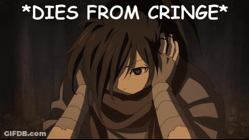 A Picture Of A Girl With The Words Dies From Cringe GIF