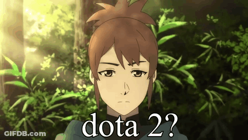 A Picture Of A Girl With The Words Dota 2 Written Below Her GIF