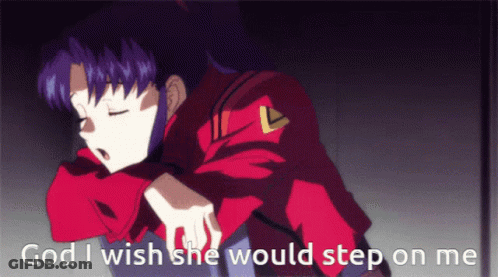 A Picture Of A Girl With The Words God I Wish She Would Step On Me On The Bottom GIF