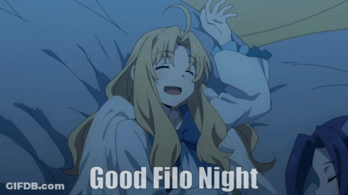 A Picture Of A Girl With The Words Good Filo Night Written On It GIF