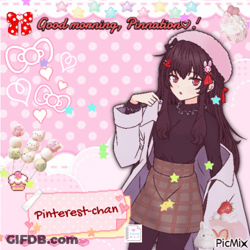 A Picture Of A Girl With The Words Good Morning Pinnation GIF