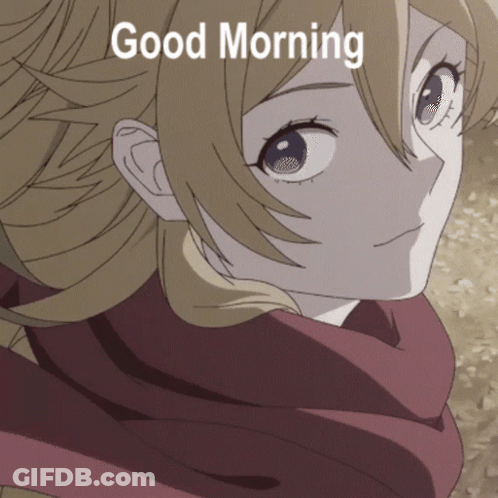 A Picture Of A Girl With The Words " Good Morning " Written On It GIF