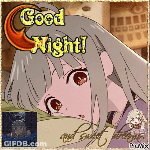 A Picture Of A Girl With The Words Good Night On It GIF