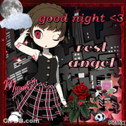 A Picture Of A Girl With The Words Good Night Rest Angel GIF