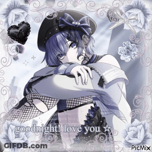 A Picture Of A Girl With The Words " Goodnight Love You " On It GIF