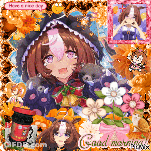 A Picture Of A Girl With The Words Have A Nice Day Written On It GIF