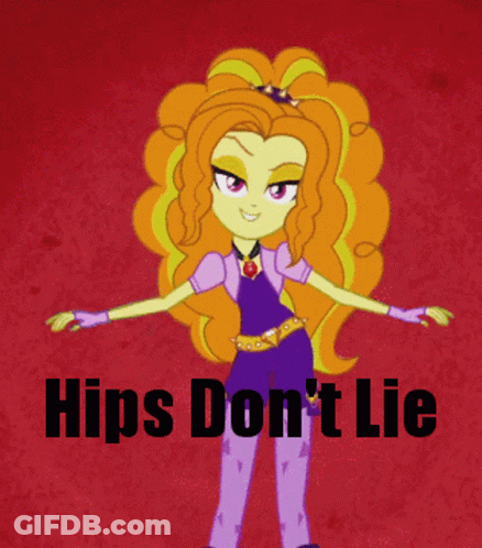 A Picture Of A Girl With The Words Hips Do N't Lie GIF