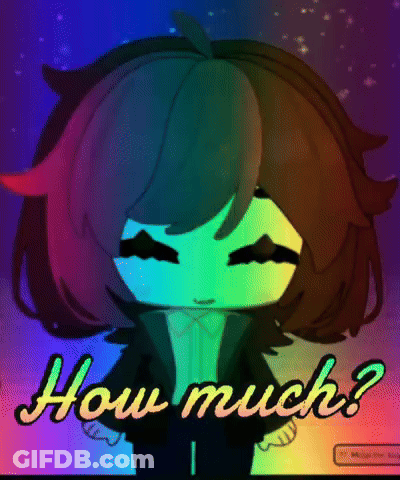 A Picture Of A Girl With The Words How Much Written On It GIF