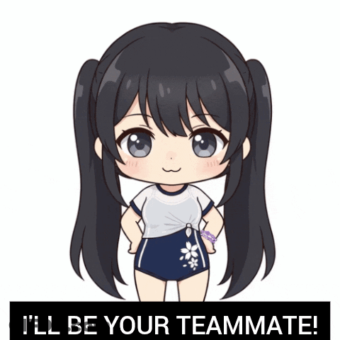 A Picture Of A Girl With The Words " I 'Ll Be Your Teammate " Below Her GIF