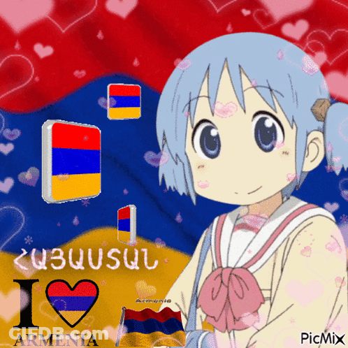 A Picture Of A Girl With The Words I Love Armenia GIF