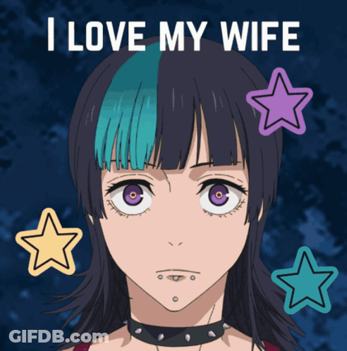 A Picture Of A Girl With The Words I Love My Wife GIF