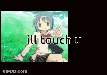 A Picture Of A Girl With The Words " Ill Touch U " Above Her GIF