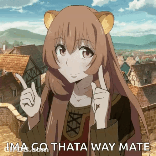 A Picture Of A Girl With The Words Ima Go Thata Way Mate Above Her GIF