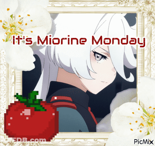 A Picture Of A Girl With The Words It 'S Miorine Monday On It GIF