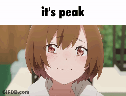 A Picture Of A Girl With The Words It 'S Peak Above It GIF