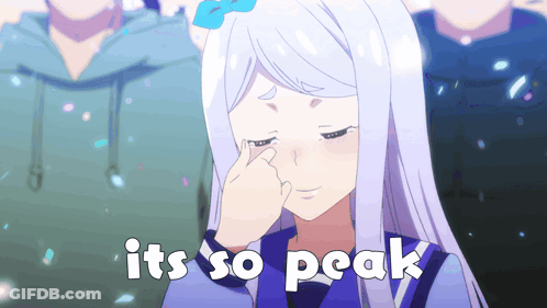 A Picture Of A Girl With The Words It 'S So Peak GIF