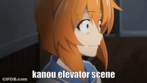 A Picture Of A Girl With The Words Kanou Elevator Scene GIF
