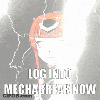 A Picture Of A Girl With The Words Log Into Mechabreak Now On It GIF