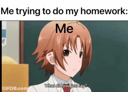 A Picture Of A Girl With The Words Me Trying To Do My Homework GIF