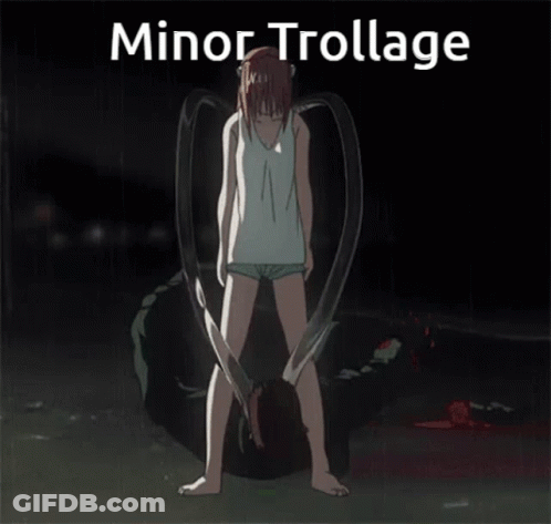 A Picture Of A Girl With The Words Minor Trollage Written On It GIF