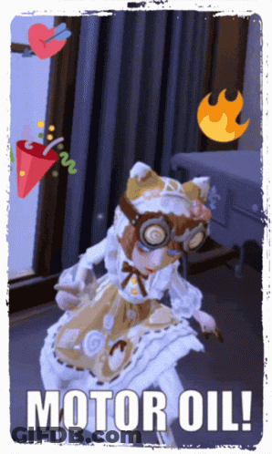 A Picture Of A Girl With The Words Motor Oil Written Below Her GIF
