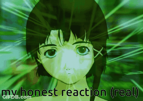 A Picture Of A Girl With The Words " My Honest Reaction ( Real ) " Below It GIF