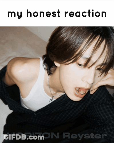 A Picture Of A Girl With The Words My Honest Reaction Written On The Bottom GIF