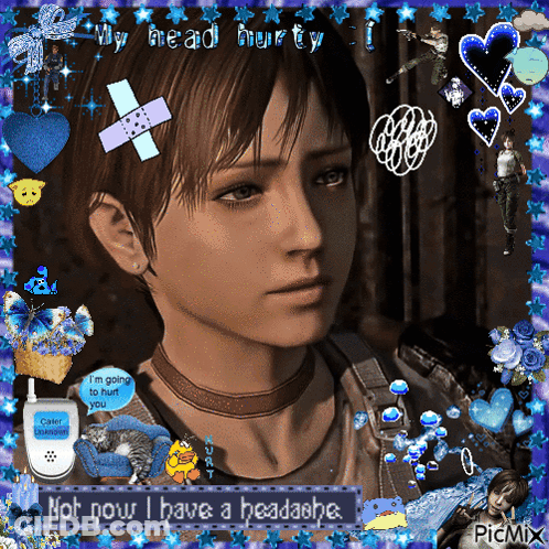 A Picture Of A Girl With The Words Not Now I Have A Headache Written On It GIF