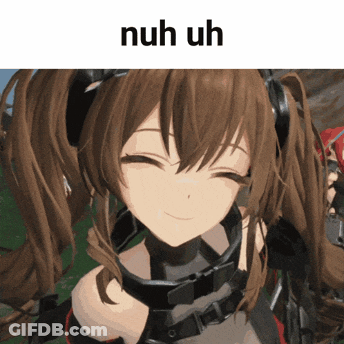 A Picture Of A Girl With The Words Nuh Uh On Top GIF
