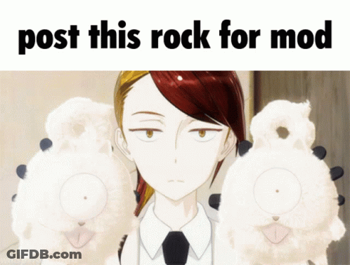 A Picture Of A Girl With The Words Post This Rock For Mod Below Her GIF