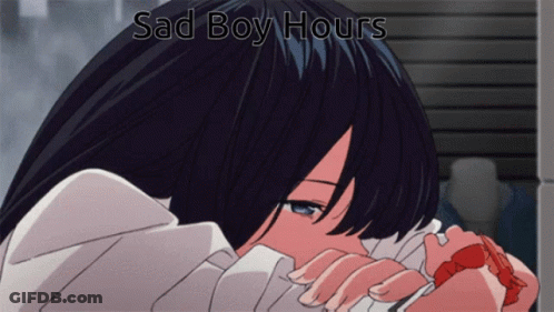 A Picture Of A Girl With The Words " Sad Boy Hours " Above Her GIF