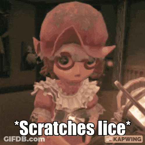 A Picture Of A Girl With The Words Scratches Lice On It GIF