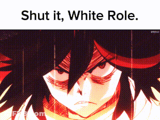 A Picture Of A Girl With The Words " Shut It White Role " On The Bottom GIF