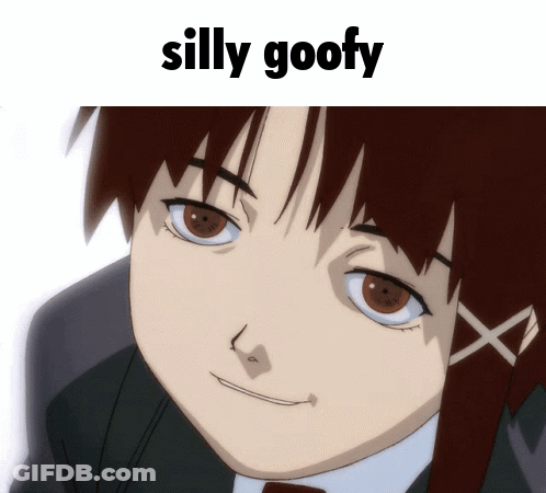 A Picture Of A Girl With The Words Silly Goofy On Top GIF
