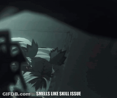 A Picture Of A Girl With The Words Smells Like Skill Issue GIF