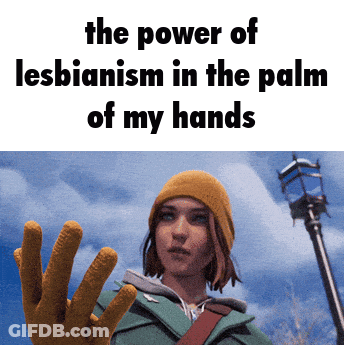 A Picture Of A Girl With The Words The Power Of Lesbianism In The Palm Of My Hands GIF