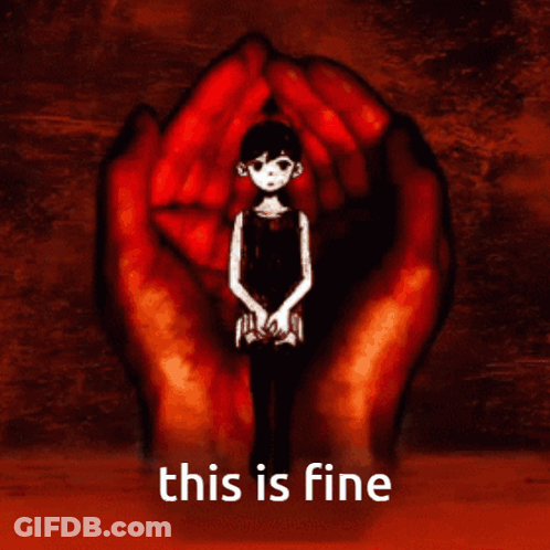 A Picture Of A Girl With The Words This Is Fine GIF
