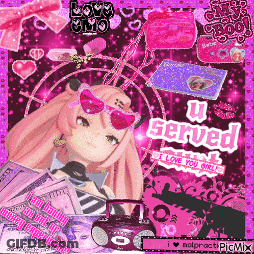 A Picture Of A Girl With The Words U Served On The Bottom GIF