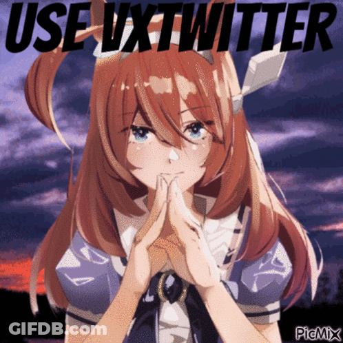 A Picture Of A Girl With The Words " Use Vxttwitter " On It GIF