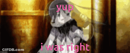 A Picture Of A Girl With The Words Yup I Was Right In Pink GIF