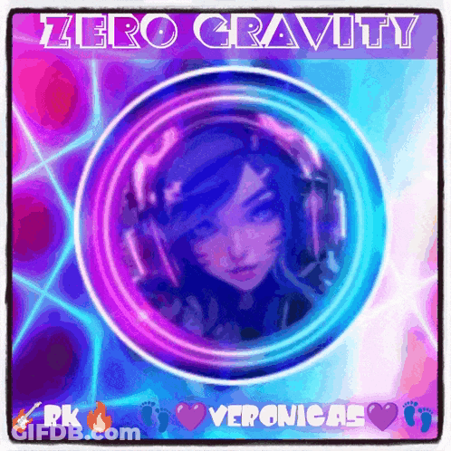 A Picture Of A Girl With The Words Zero Gravity Written On It GIF