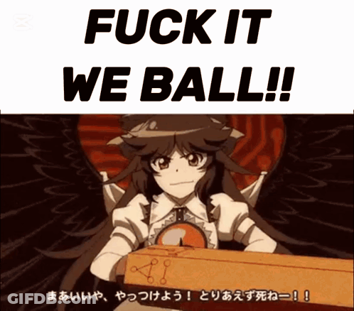 A Picture Of A Girl With Wings And The Words " Fuck It We Ball !! " GIF