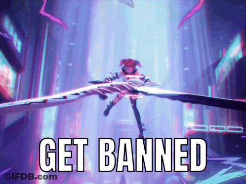 A Picture Of A Girl With Wings And The Words Get Banned Below Her GIF
