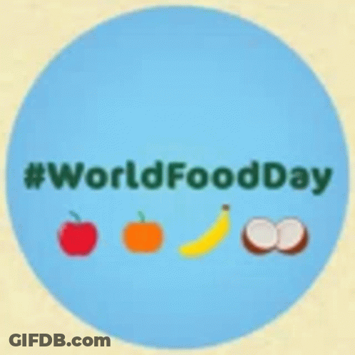 A Picture Of A Globe With Fruits And Vegetables Around It GIF