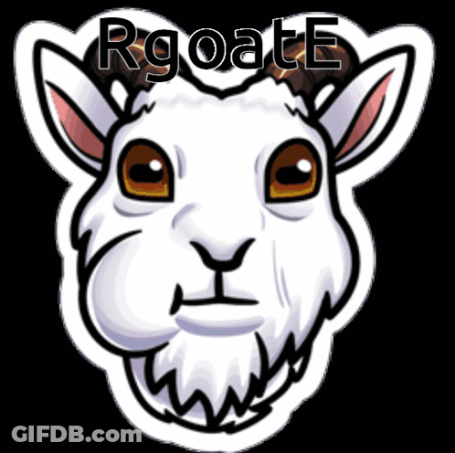 A Picture Of A Goat With The Word Rgoate Written Above It GIF