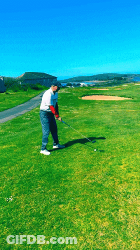 A Picture Of A Golfer With The Name Shooter Mcgavin GIF