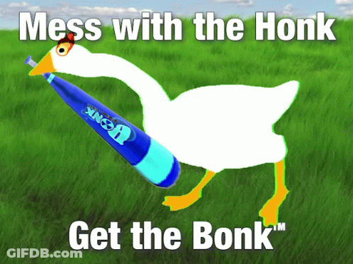 A Picture Of A Goose Holding A Honk Bottle GIF